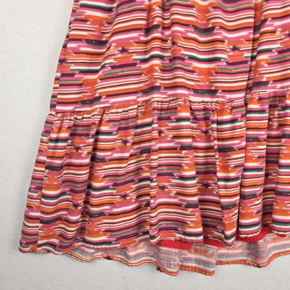 Loft Womens Sun Dress Sz 8 Red Pink Aztec Stripe Adjustable Straps Lined Flowing - Picture 5 of 14